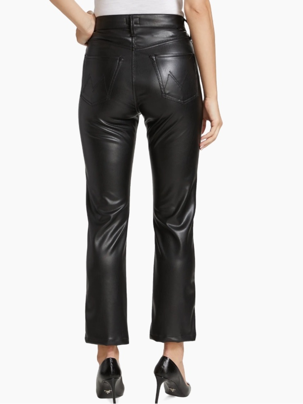 MOTHER Rider High Rise Cropped Faux Leather Jeans - Picture 2 of 7